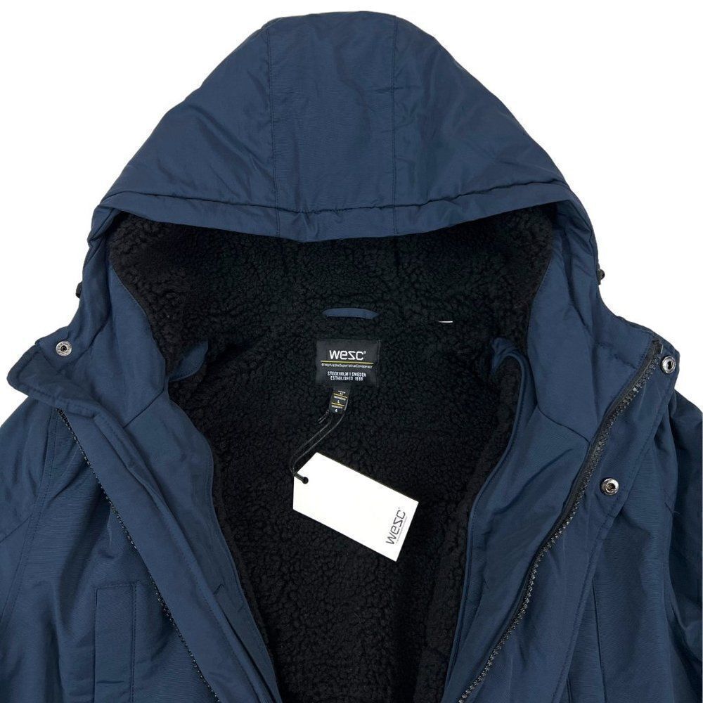 New Wesc Navy Blue Zip Winter Warm Full Unisex Parka Jacket Men M / L Women $265 - Picture 7 of 14